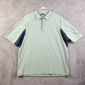 Nike Golf Men’s Dri Fit UV Short Sleeve Polo Navy/Green Large Mead Johnson Promo